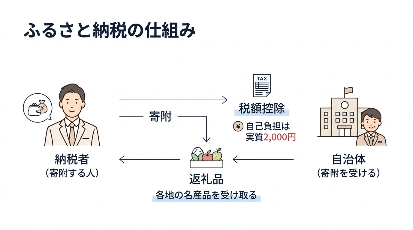 ふるさと納税の仕組みを図解