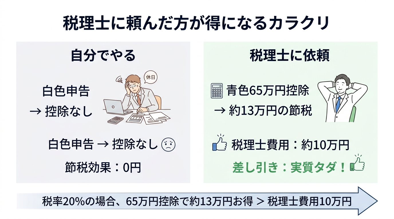 自分でやる場合と税理士に頼む場合の損益分岐点