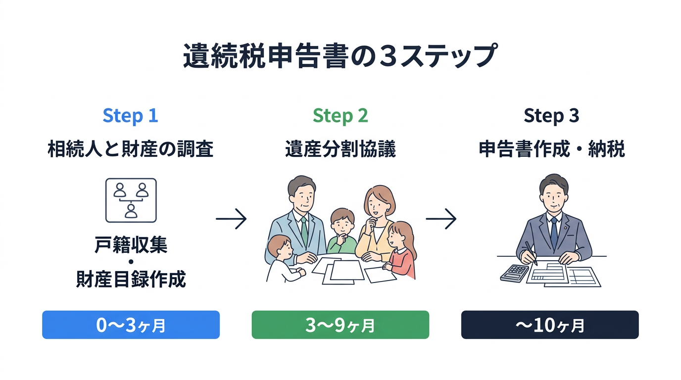 ステップ1:相続人と財産の調査の流れ