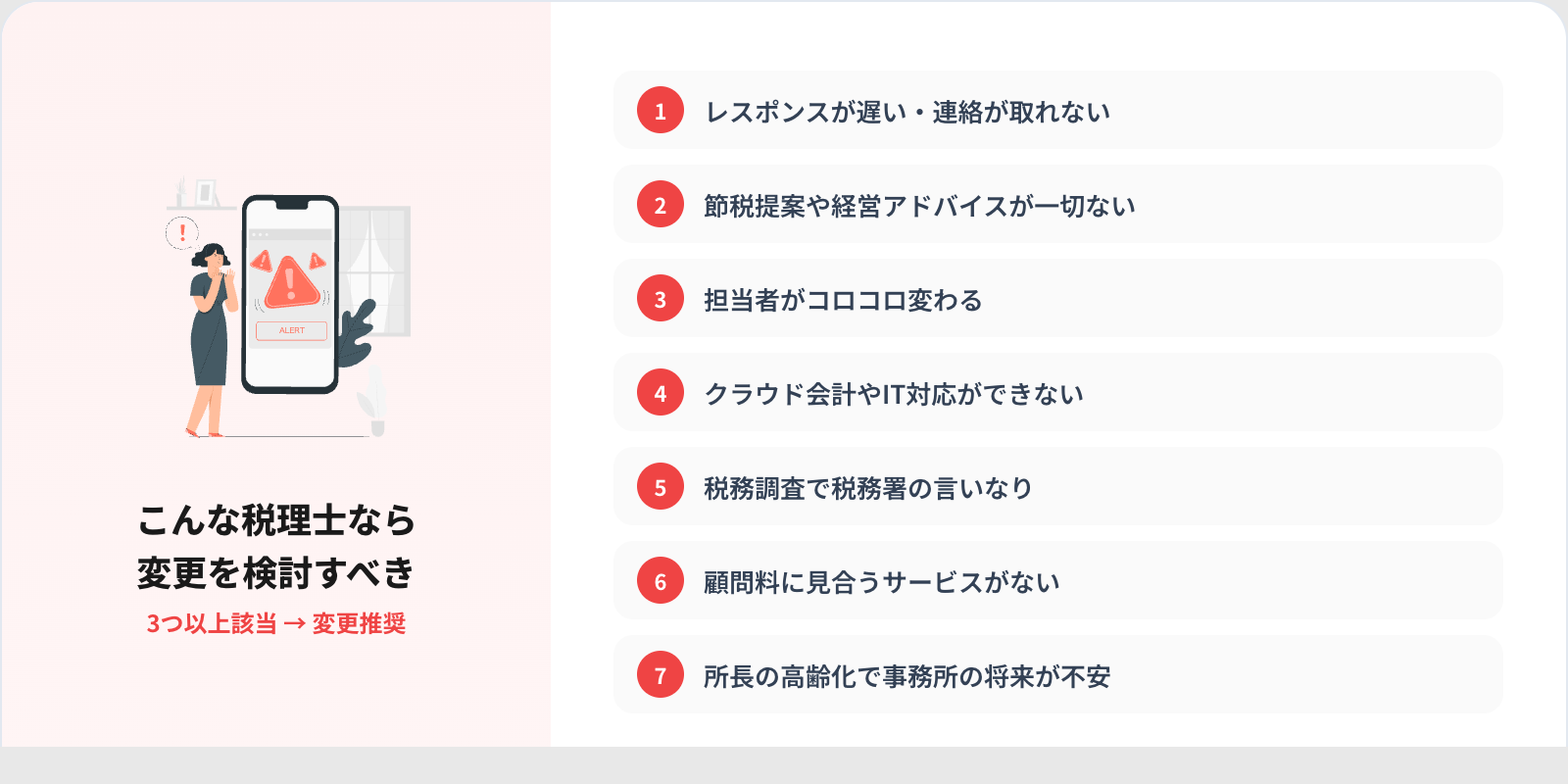 税理士変更を検討すべき7つの危険サイン