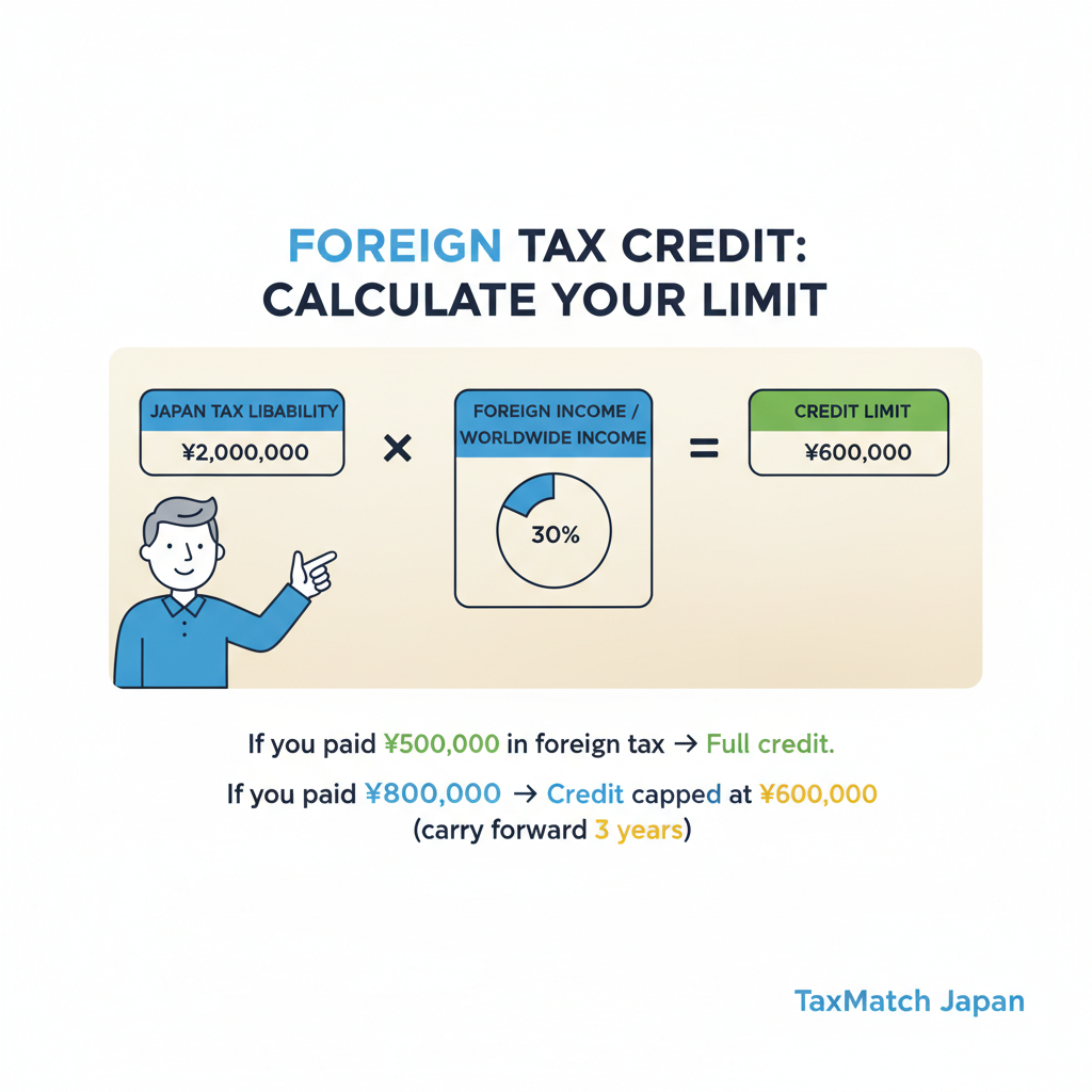 Foreign tax credit limit calculation formula with worked example