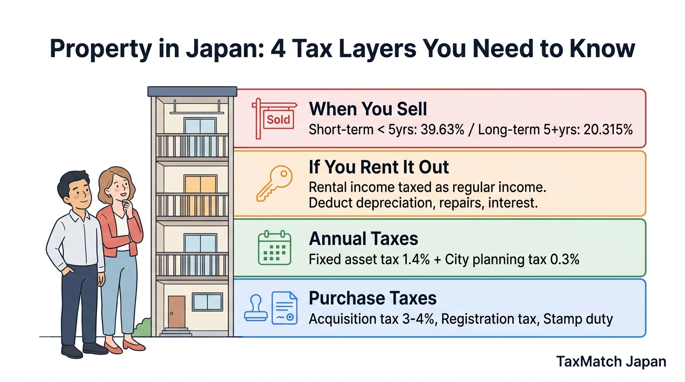 Four layers of property tax in Japan - purchase, annual, rental, capital gains