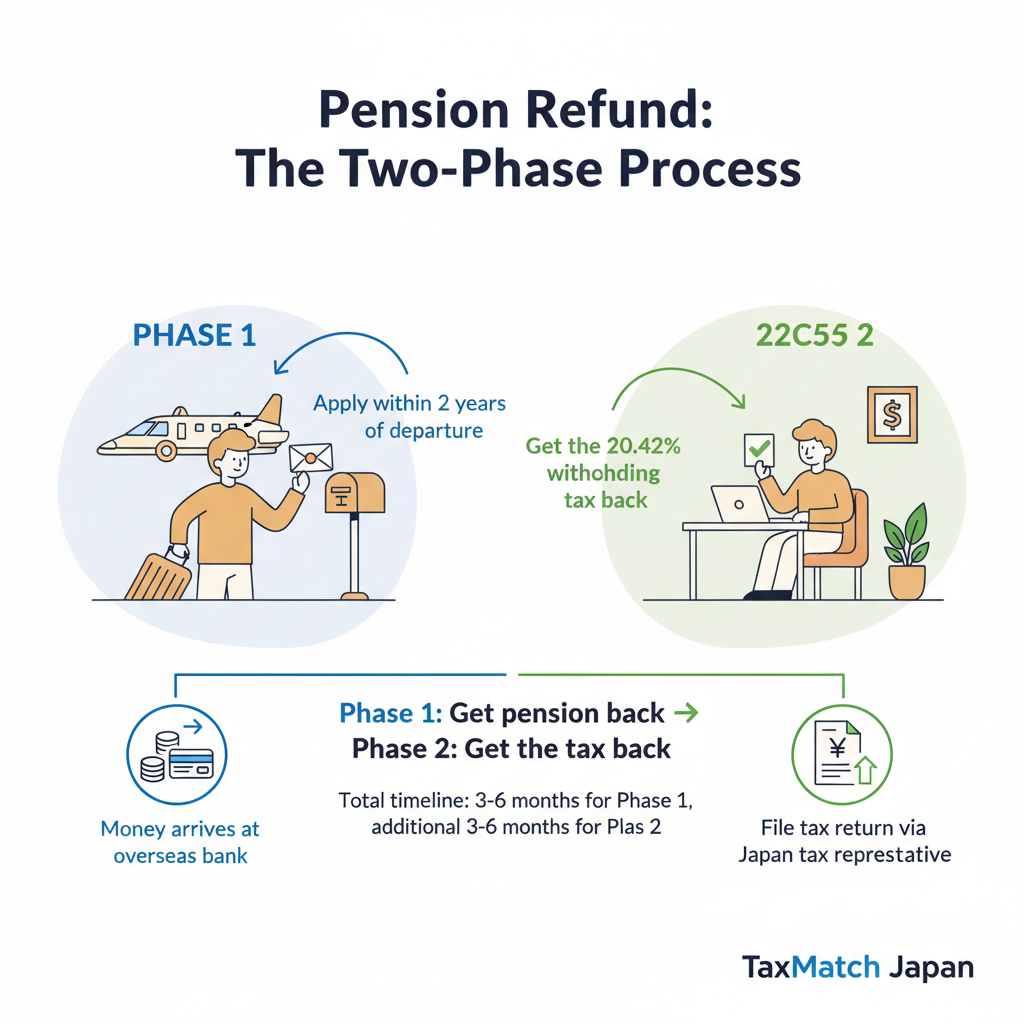 Pension lump-sum withdrawal two-phase process - claim pension then get tax refund