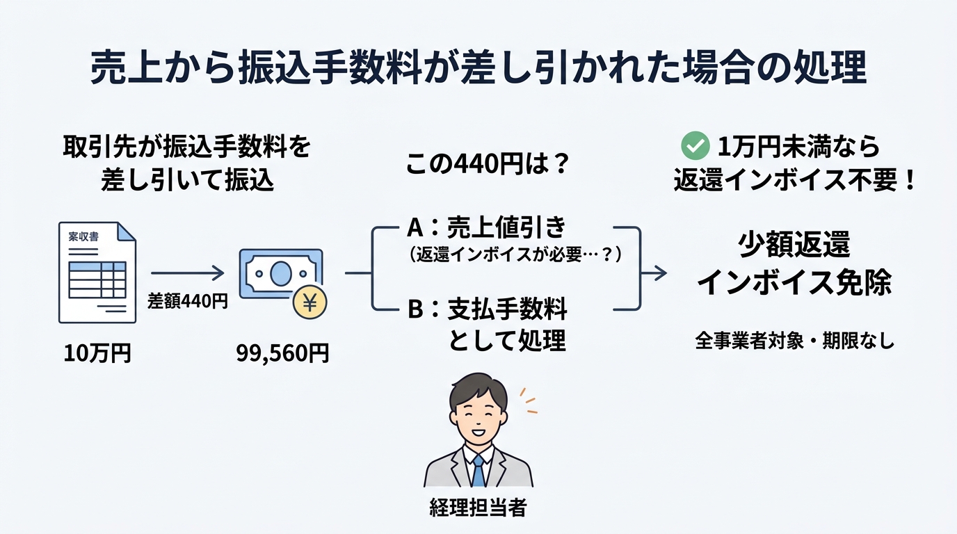 インボイス制度の銀行手数料処理を税理士が解説｜ATM・窓口・ネットバンキングで取り扱いが違う - 振込手数料の値引き処理