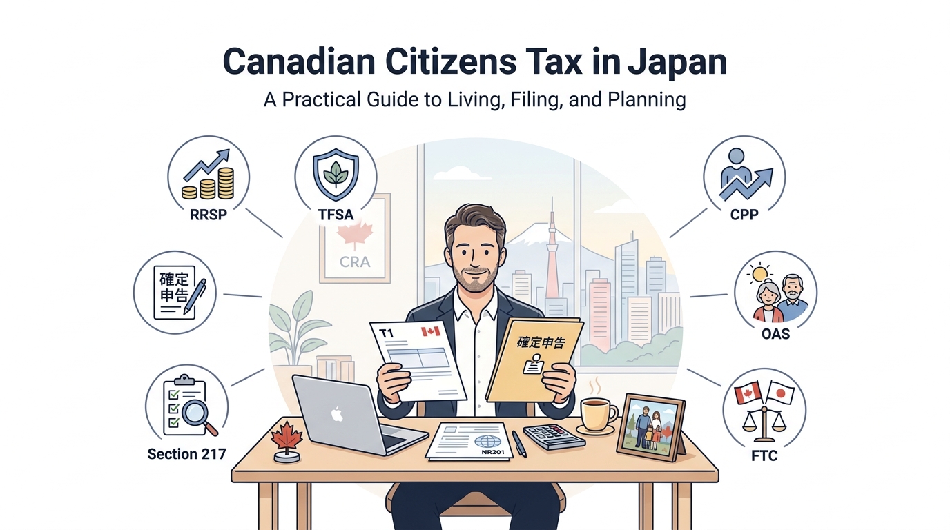 Canadian citizen living in Japan navigating dual Canada and Japan tax obligations: RRSP, TFSA, CPP, OAS, and annual filing calendar