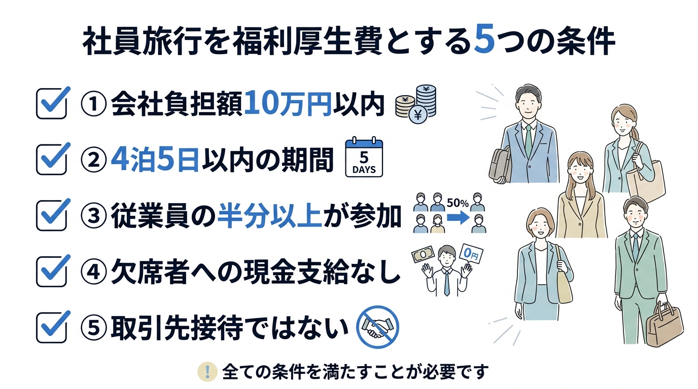 社員旅行を経費で落とす5つの条件と注意点を税理士が解説 - 社員旅行を福利厚生費とする5つの条件