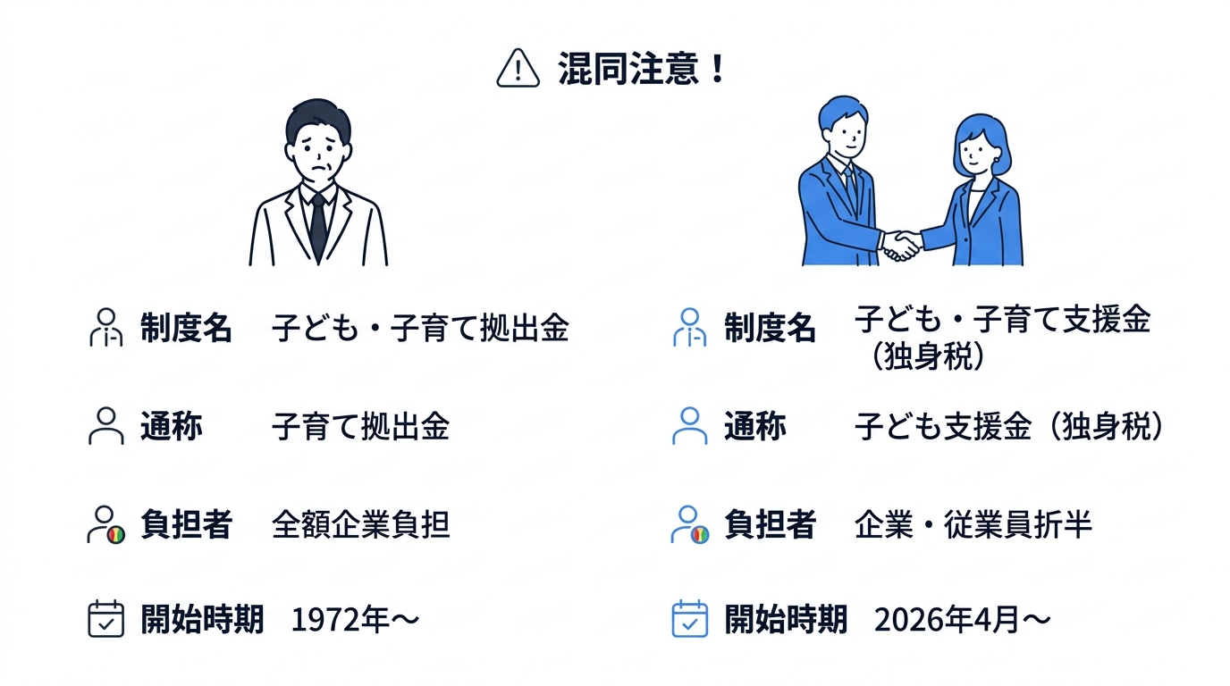 【独身税だけじゃない】子ども子育て拠出金と支援金のダブル徴収を税理士が解説 - 拠出金と支援金の違いを比較表で整理